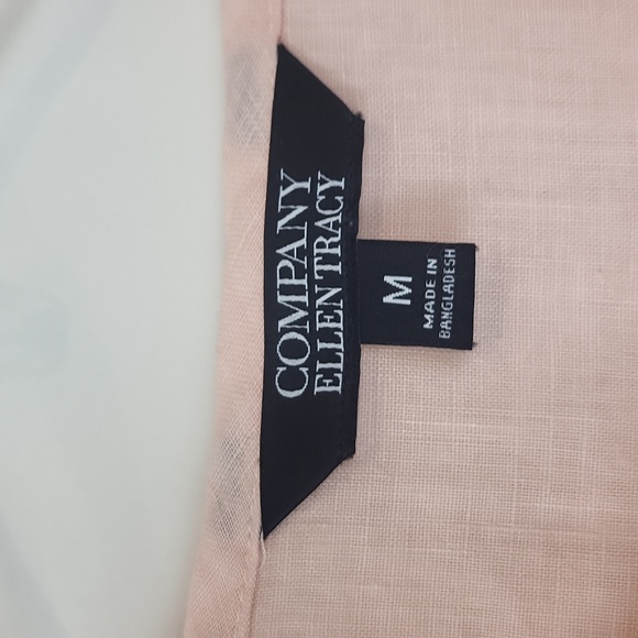 ELLEN TRACY COMPANY 100% Linen Peach Lace Up Roll Tab Tunic Top with Pockets - Picture 2 of 14